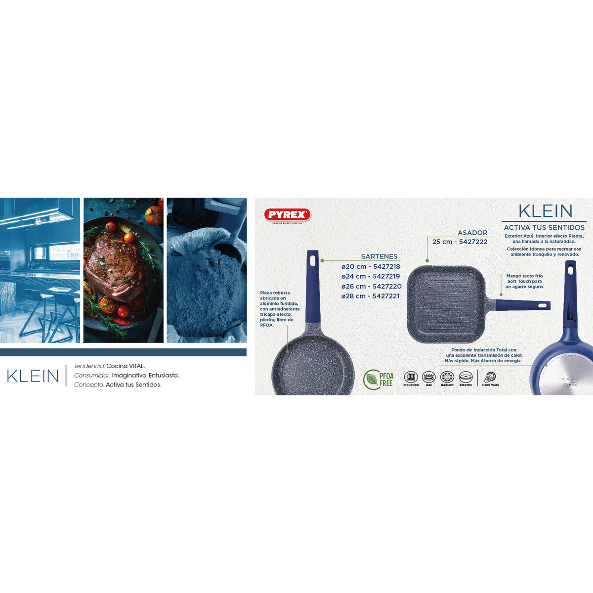 Pan Pyrex Klein Blue Metal  24 cm (6 Units)