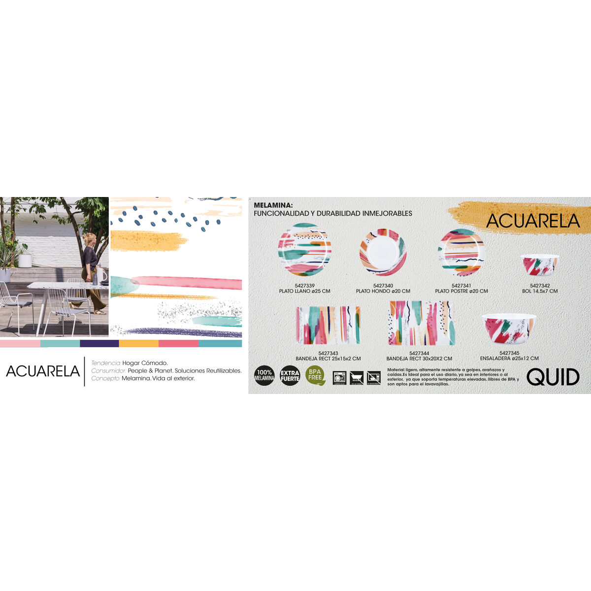 Flat Plate Quid Acuarela White Bioplastic  25 cm (12 Units)