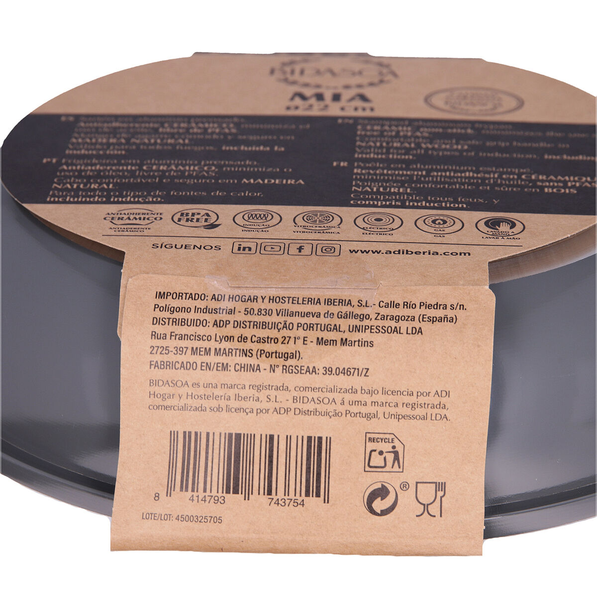 Pan Bidasoa Mia Grey Metal  22 cm (6 Units)