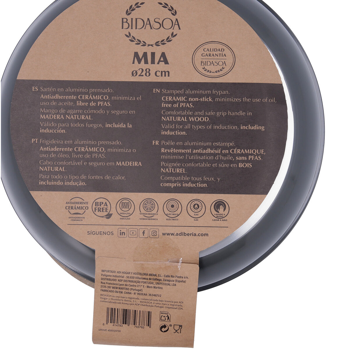 Pan Bidasoa Mia Grey Metal  28 cm (6 Units)