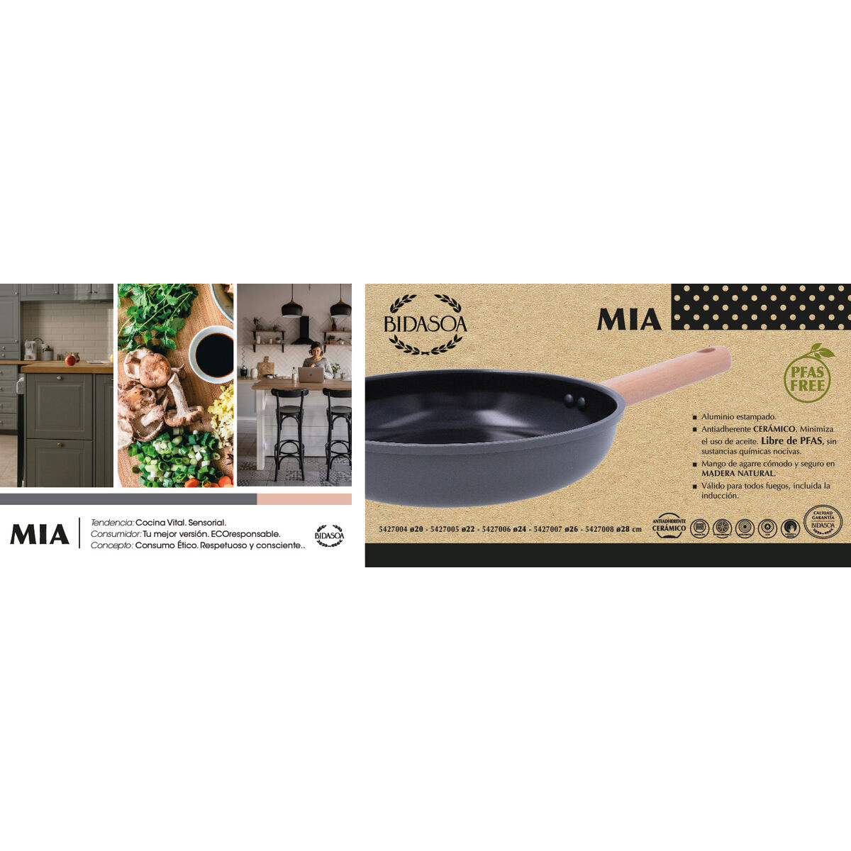 Pan Bidasoa Mia Grey Metal  28 cm (6 Units)