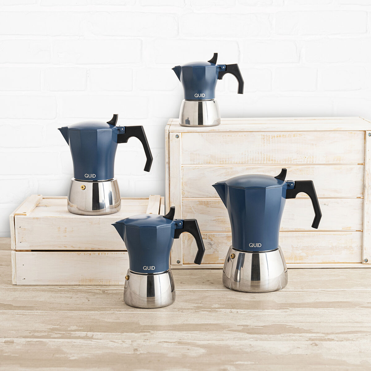 Italian Coffee Pot Quid Baltic White Metal 12 Cups (6 Units)
