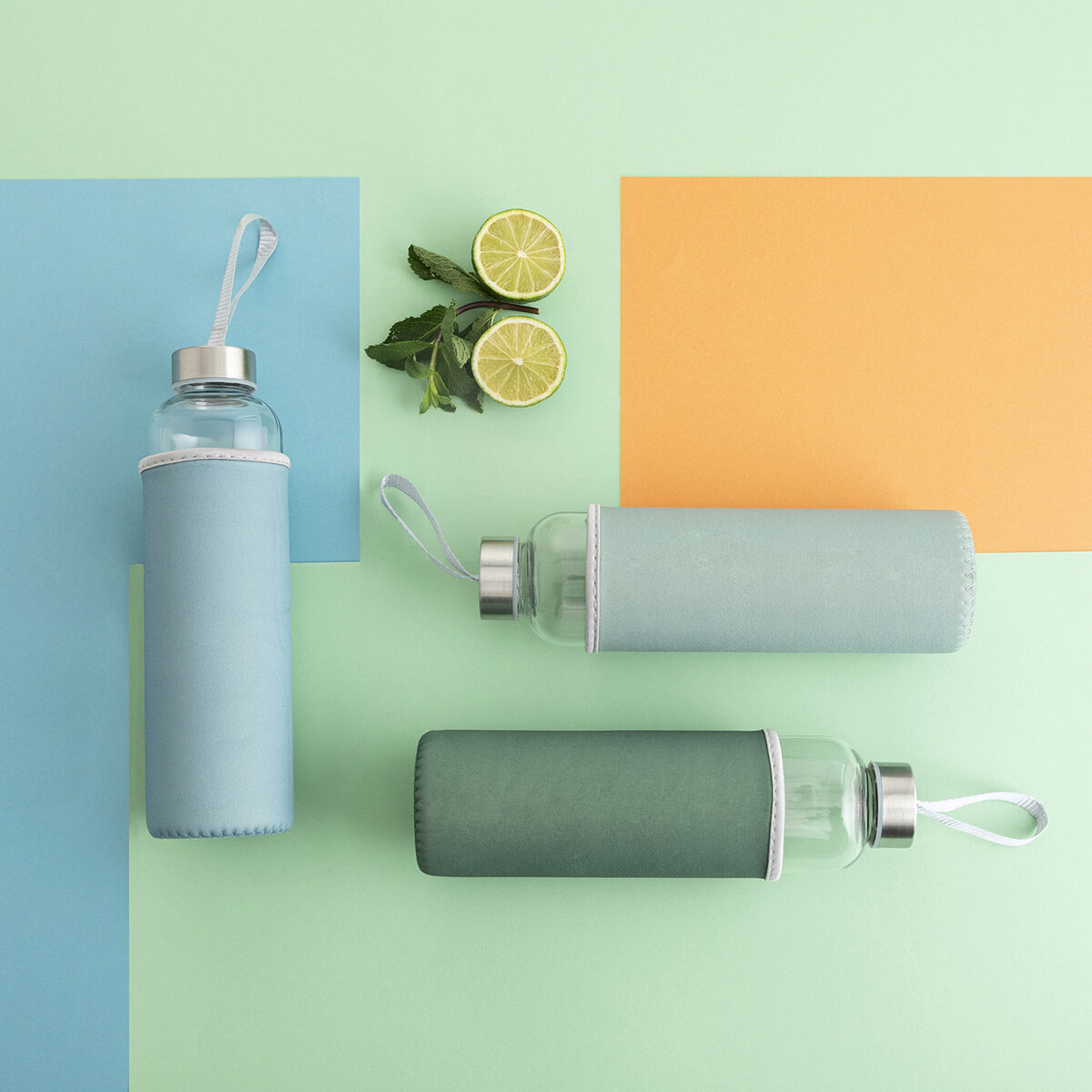 Water bottle Quid Quidate Green Glass 600 ml (12 Units)