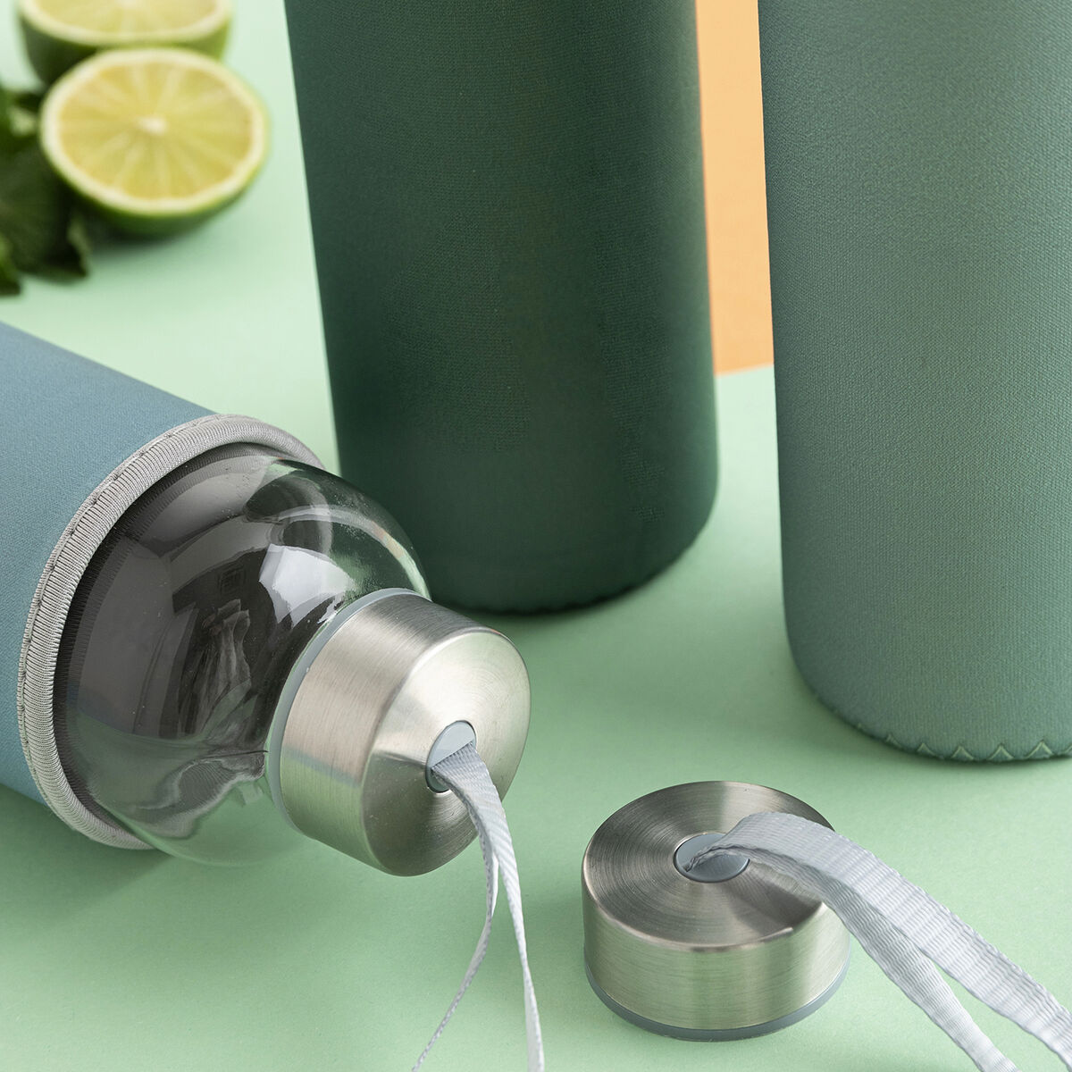 Water bottle Quid Quidate Green Glass 600 ml (12 Units)