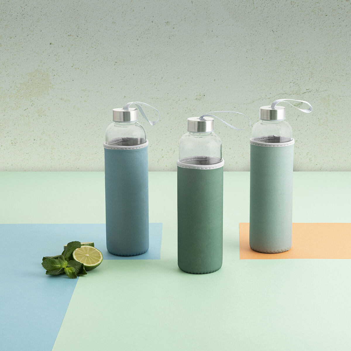 Water bottle Quid Quidate Grey Glass 600 ml (12 Units)
