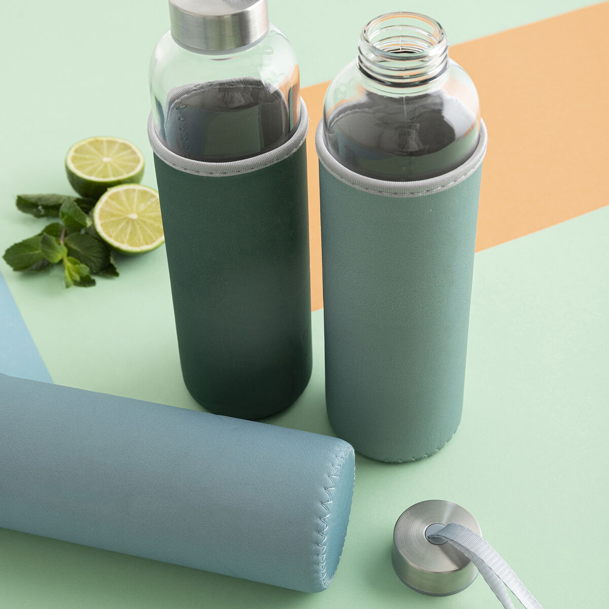 Water bottle Quid Quidate Grey Glass 600 ml (12 Units)