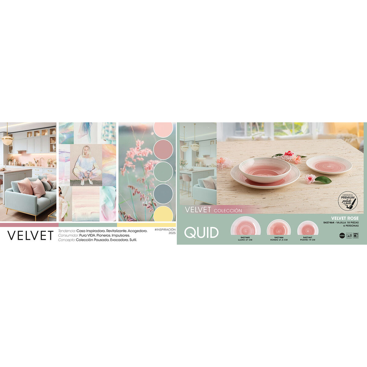 Deep Plate Quid Velvet Green Ceramic  21,5 cm (12 Units)
