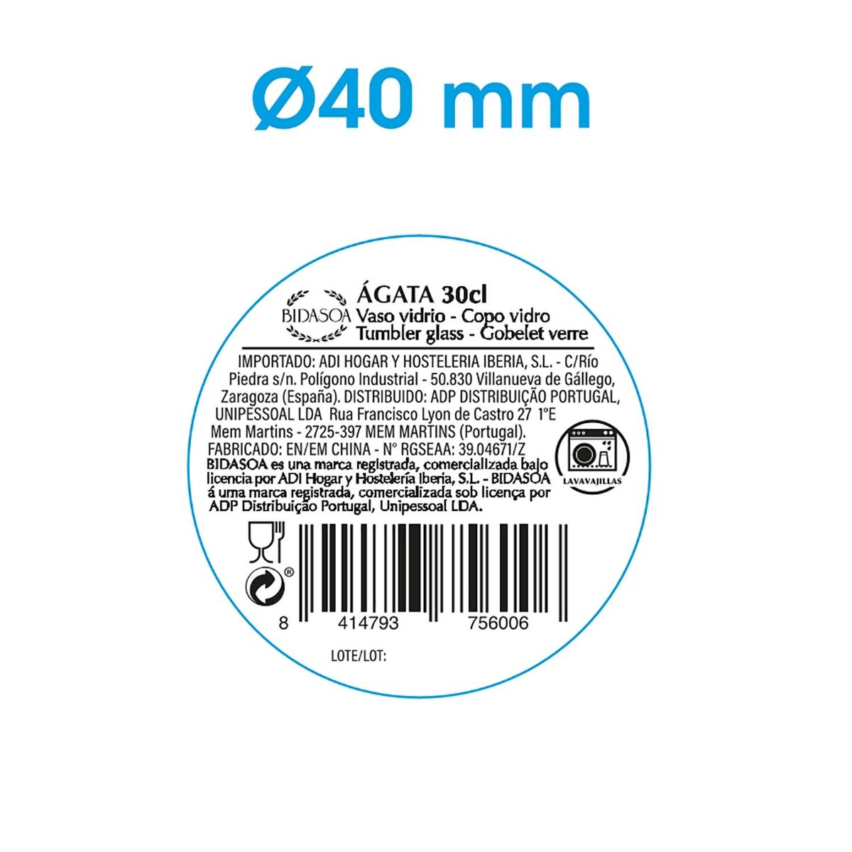 Glass Bidasoa Agata Pink Glass 300 ml (6 Units)