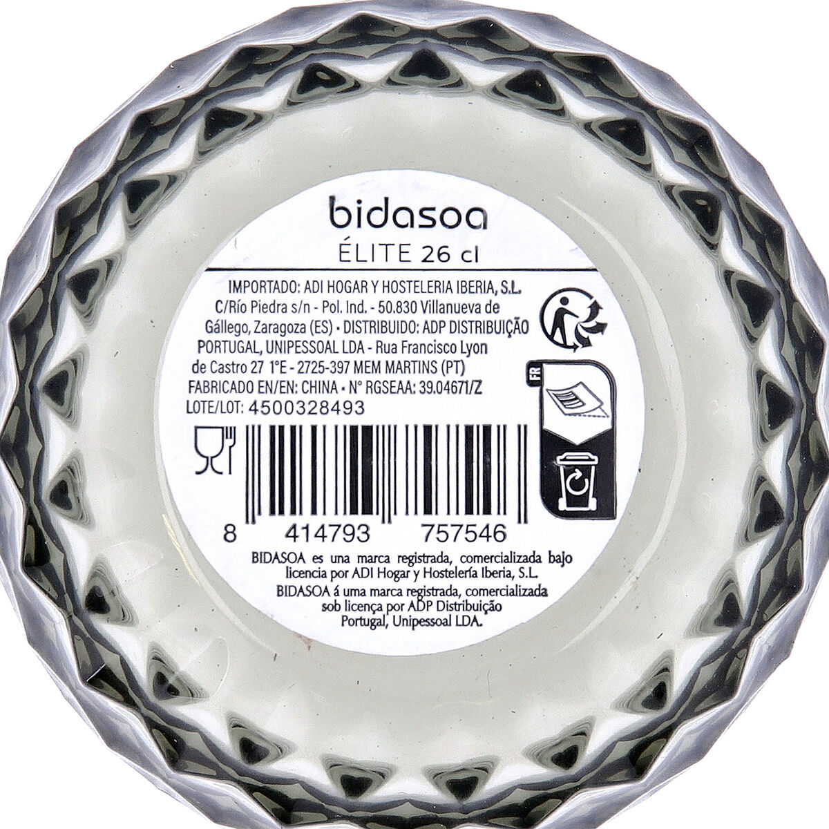 Glass for water Bidasoa Elite Grey Glass 260 ml (6 Units)