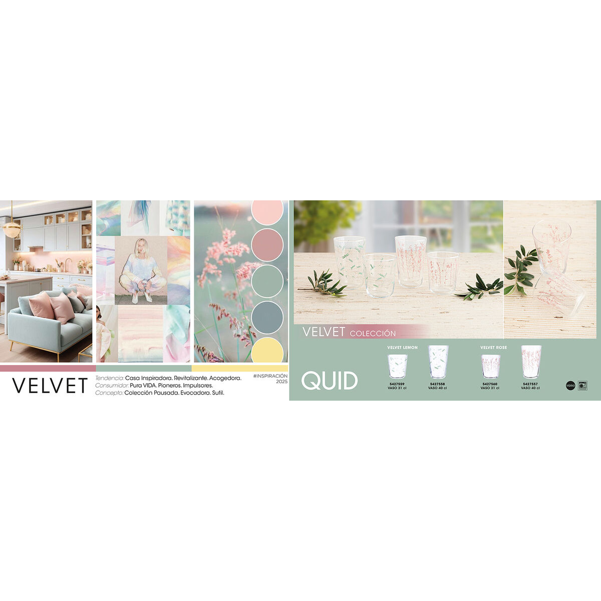 Glass for water Quid Velvet Pink Glass 310 ml (12 Units)