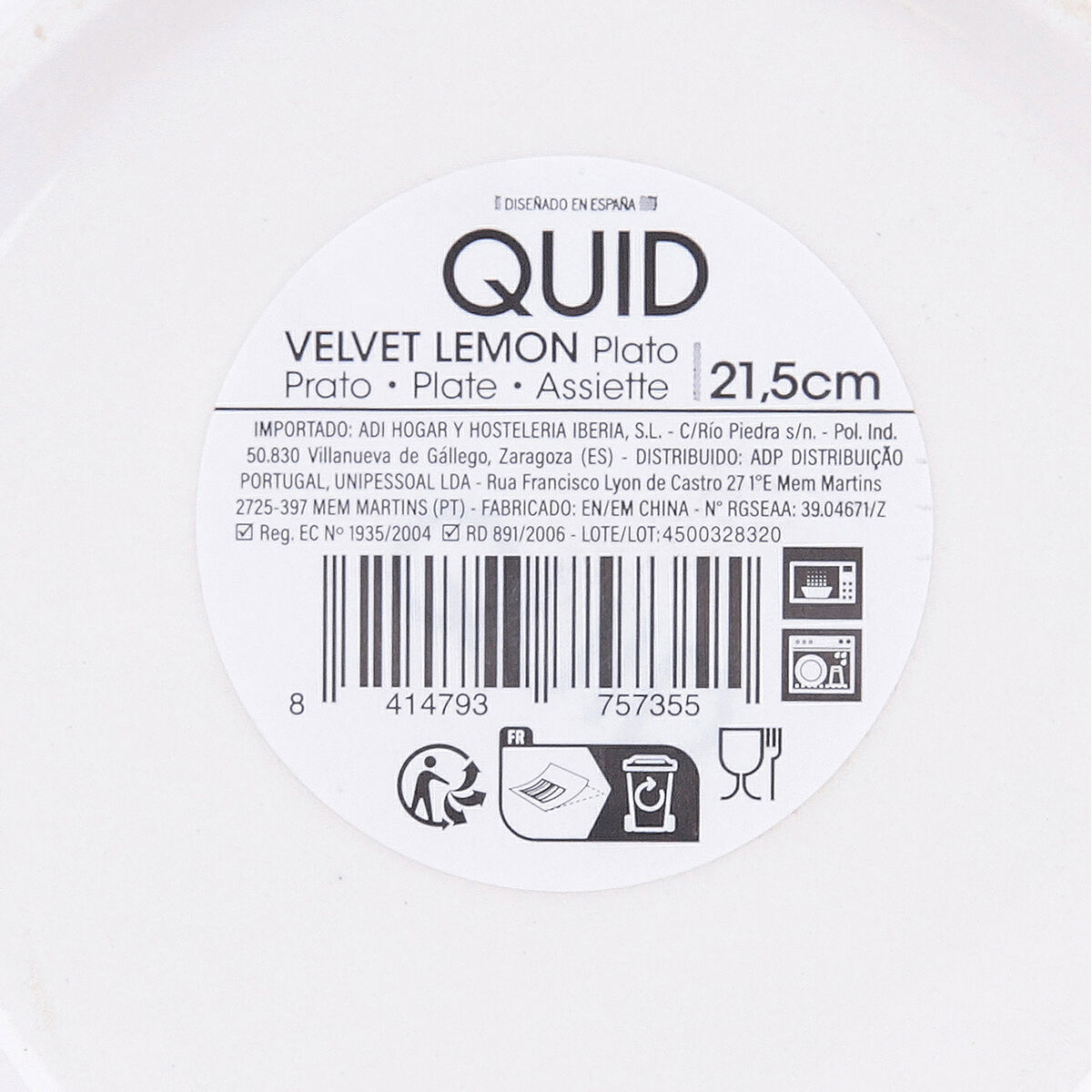 Deep Plate Quid Velvet Yellow Ceramic  21,5 cm (12 Units)