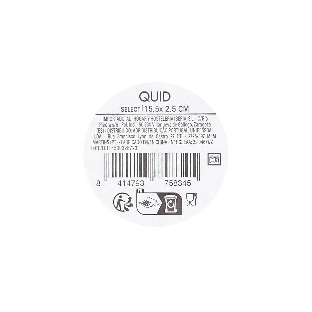 Plate Quid Select Vidrio Transparent Glass 15,5 x 2,5 cm (12 Units)
