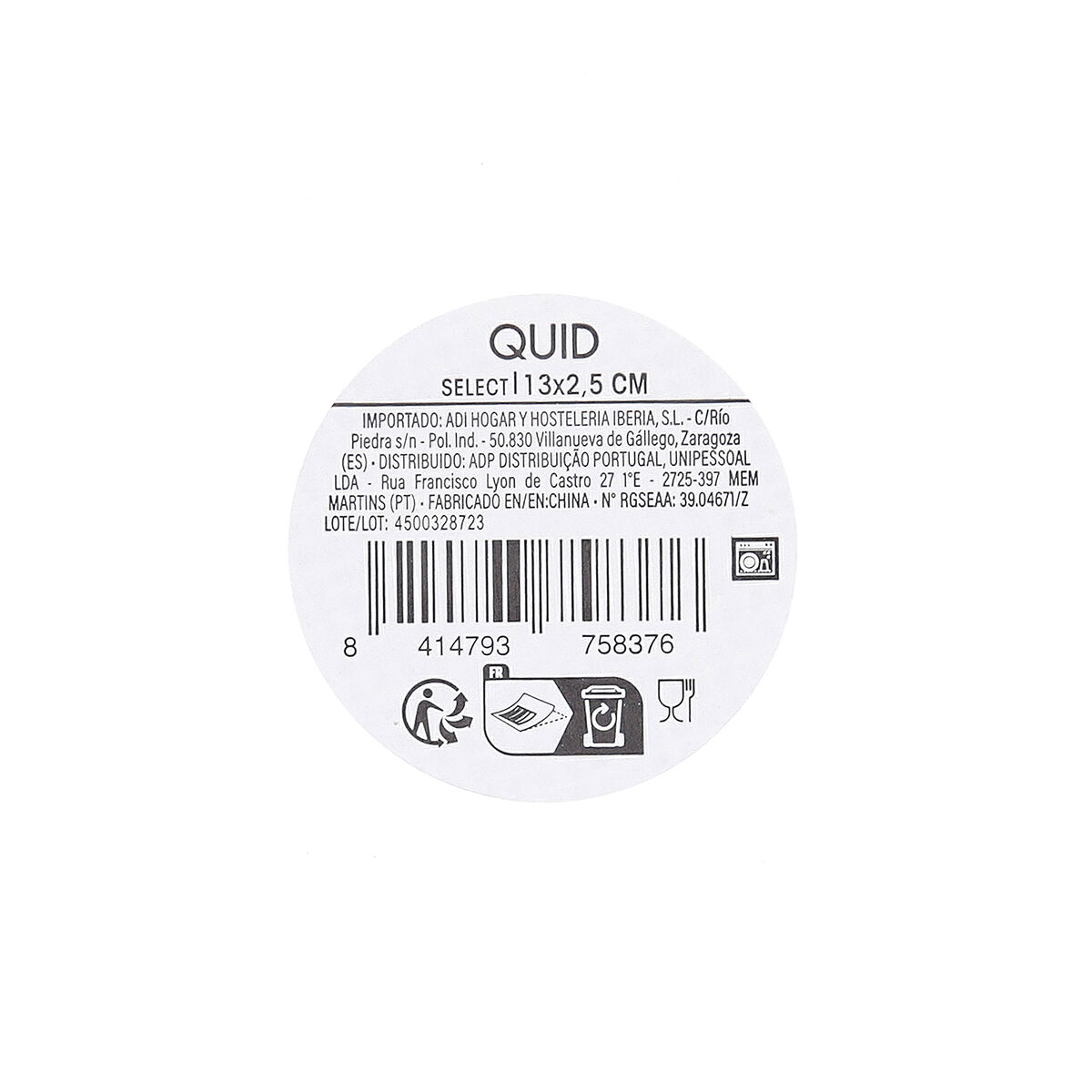 Plate Quid Select Vidrio Transparent Glass 13 x 2,5 cm (12 Units)