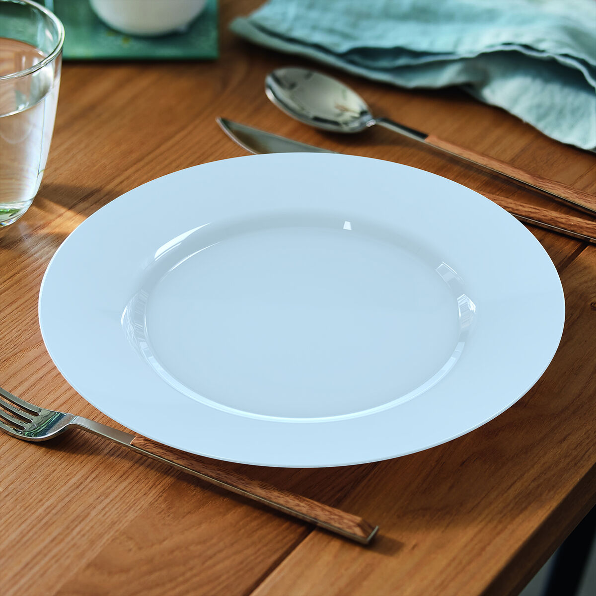 Flat Plate Luminarc Plumi Paradise Azu Blue Glass  2,24 cm (24 Units)