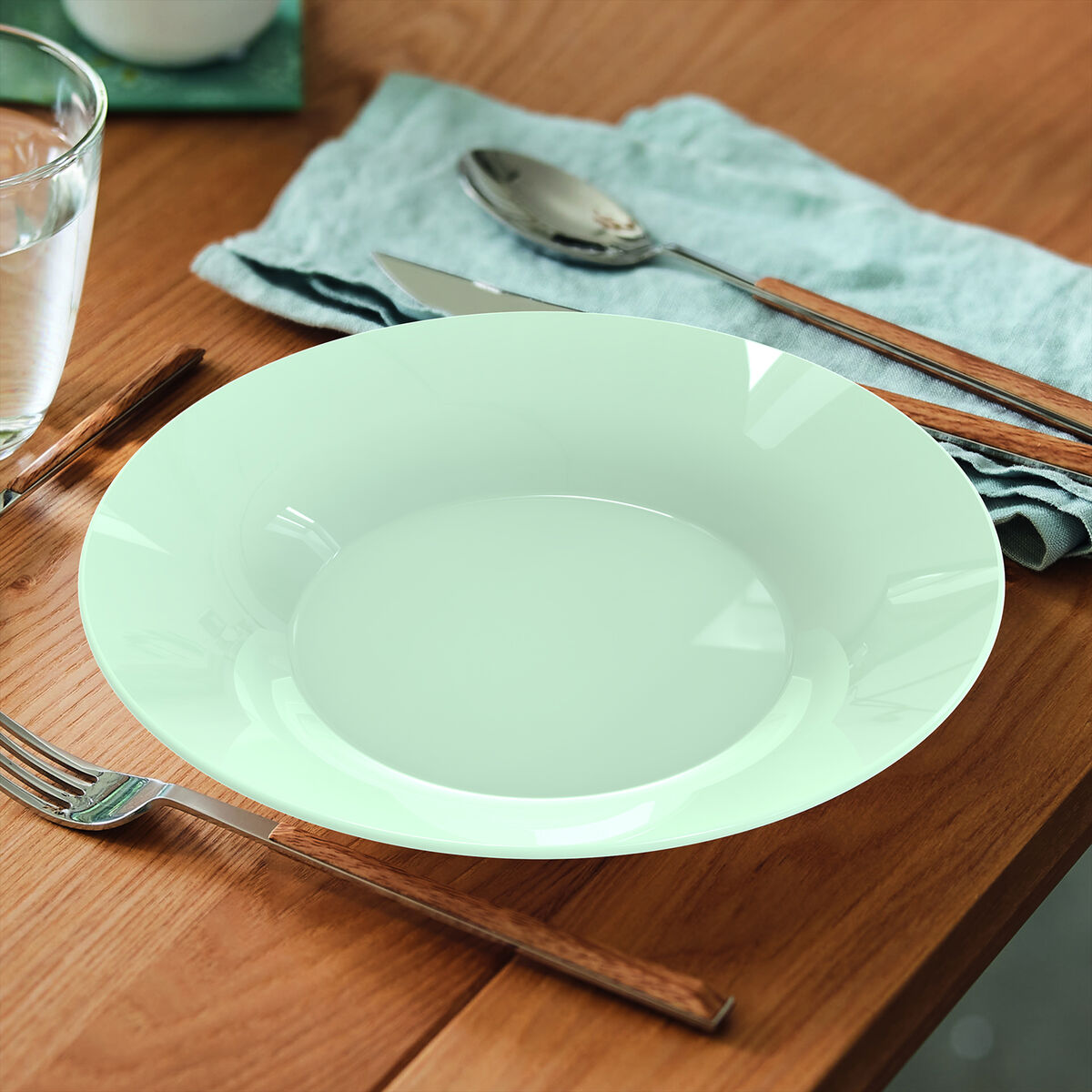 Deep Plate Luminarc Plumi Paradise Ver Green Glass  22 cm (24 Units)
