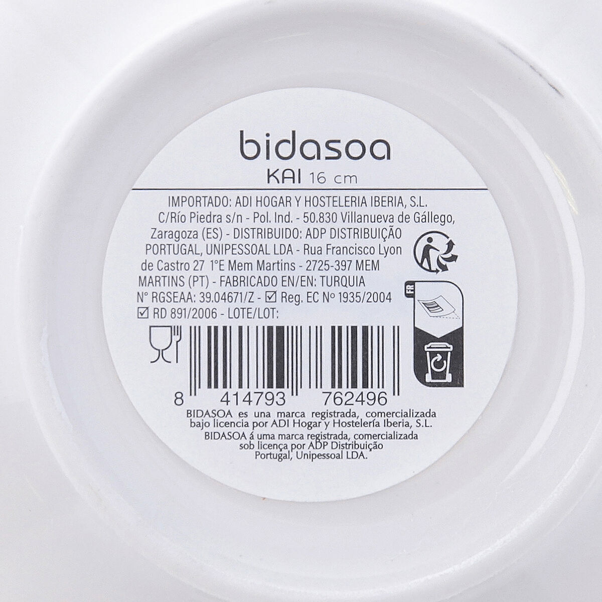Snack Bowl Bidasoa Kai Hydrozero White Ceramic (6 Units)