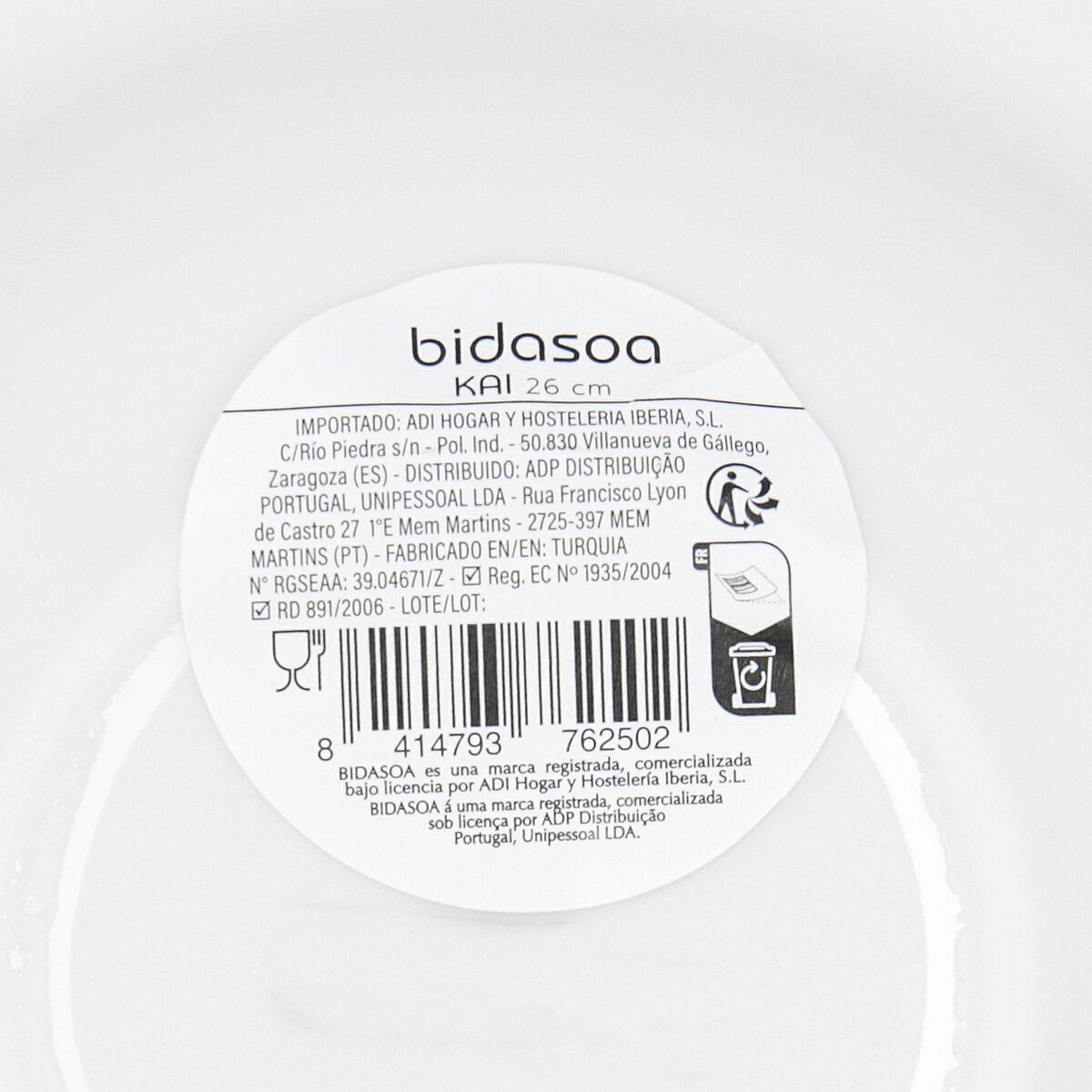 Pasta Dish Bidasoa Kai Hydrozero White Ceramic  26 cm (6 Units)