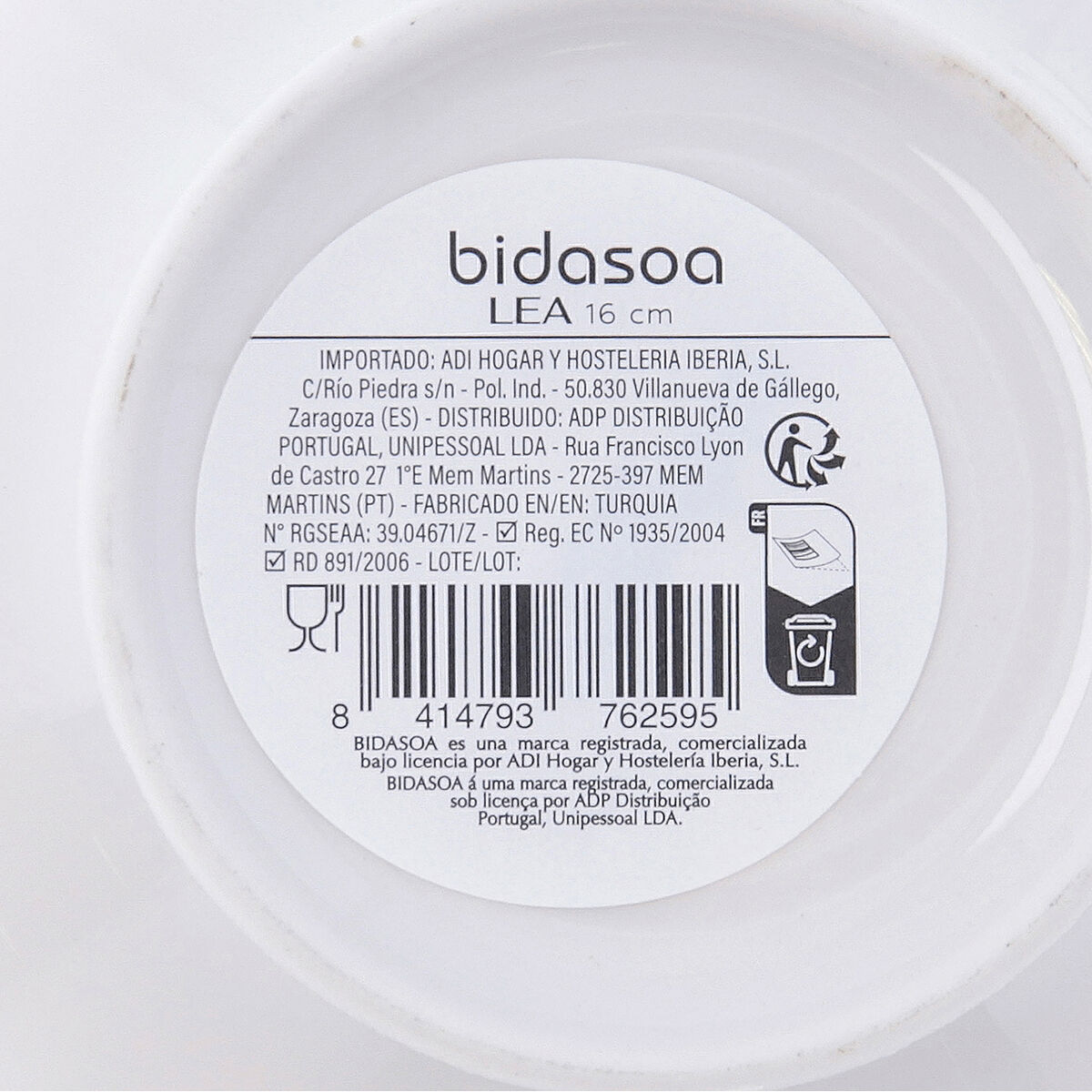 Snack Bowl Bidasoa Lea Hydrozero White Ceramic (6 Units)