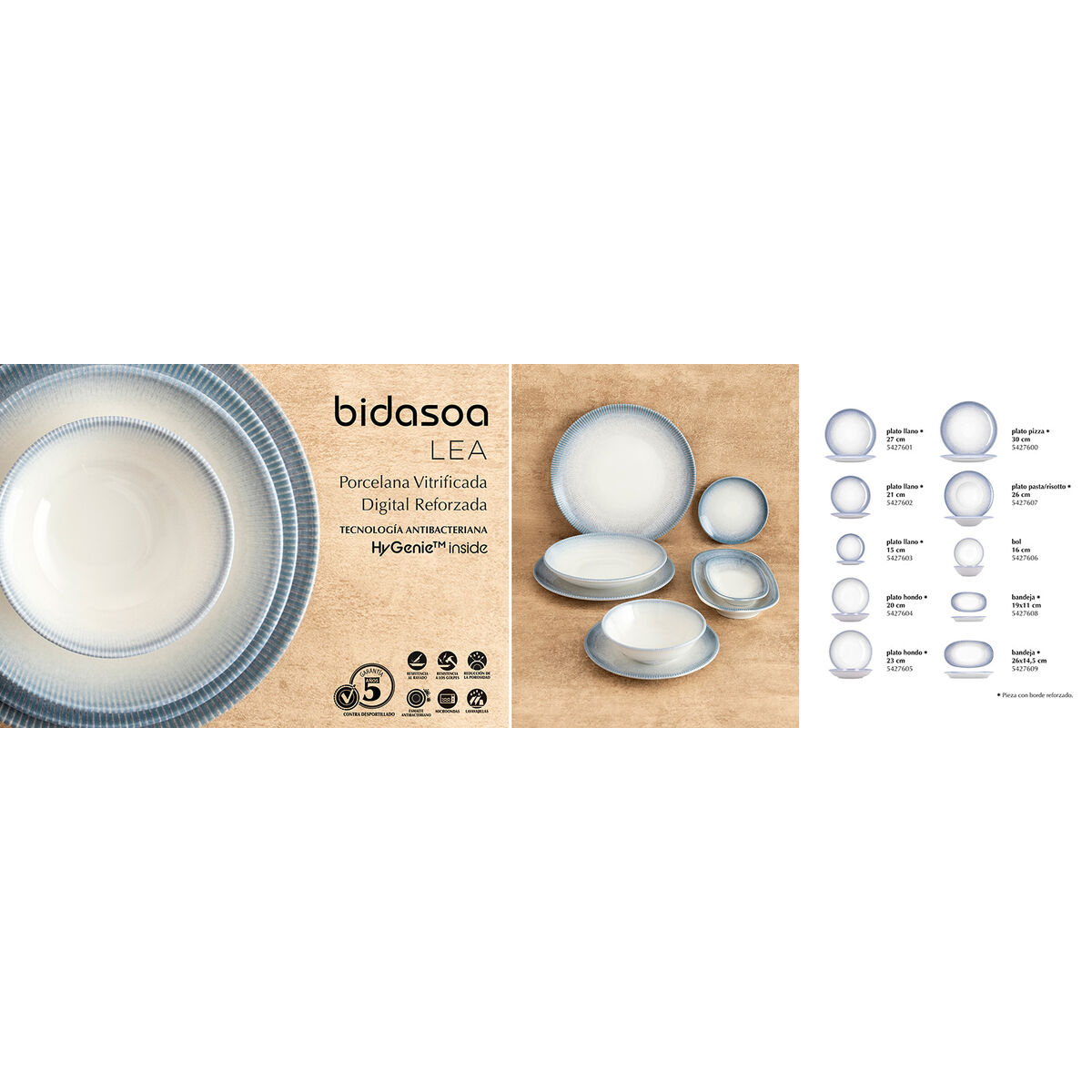 Deep Plate Bidasoa Lea Hydrozero White Ceramic  23 cm (6 Units)
