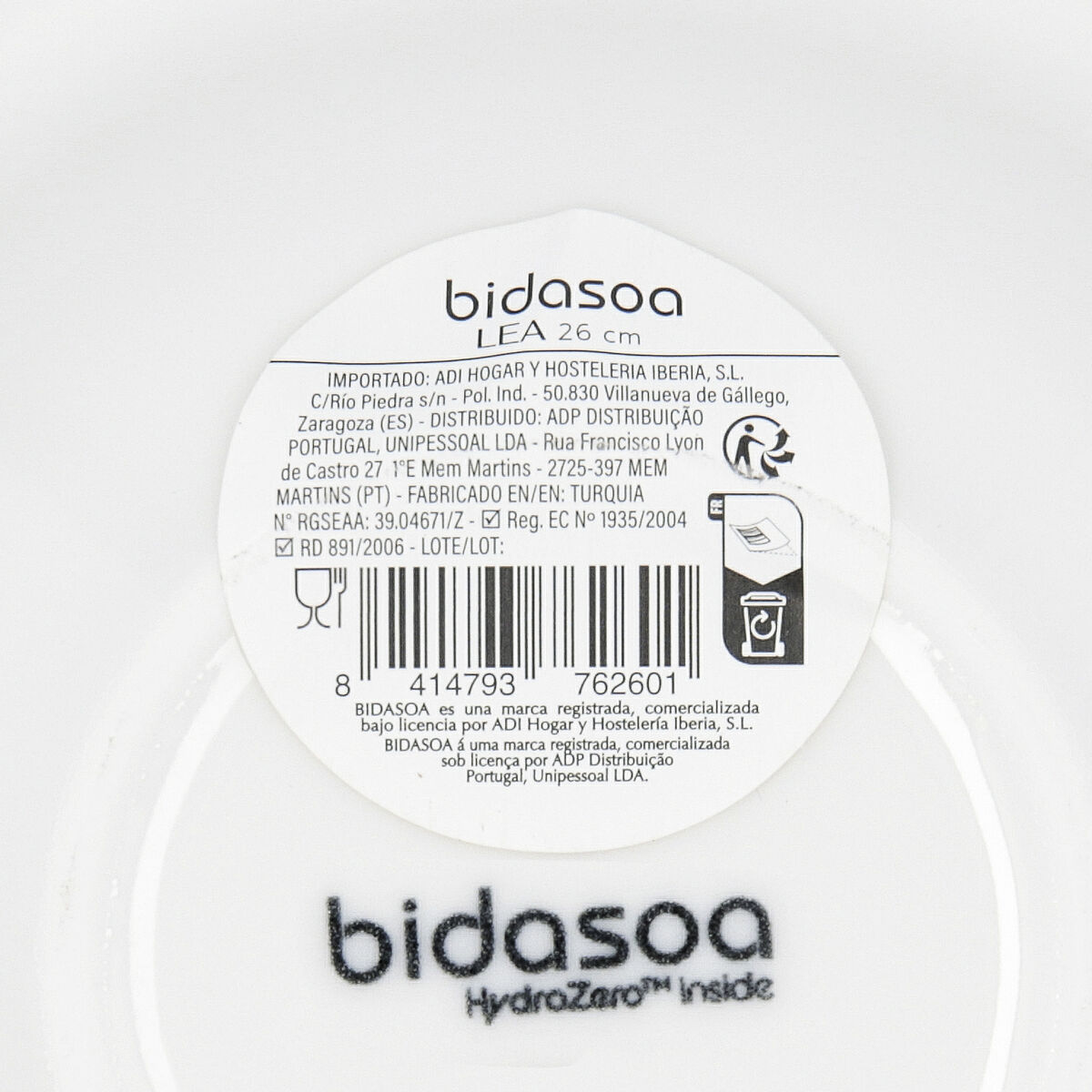 Pasta Dish Bidasoa Lea Hydrozero White Ceramic  26 cm (6 Units)