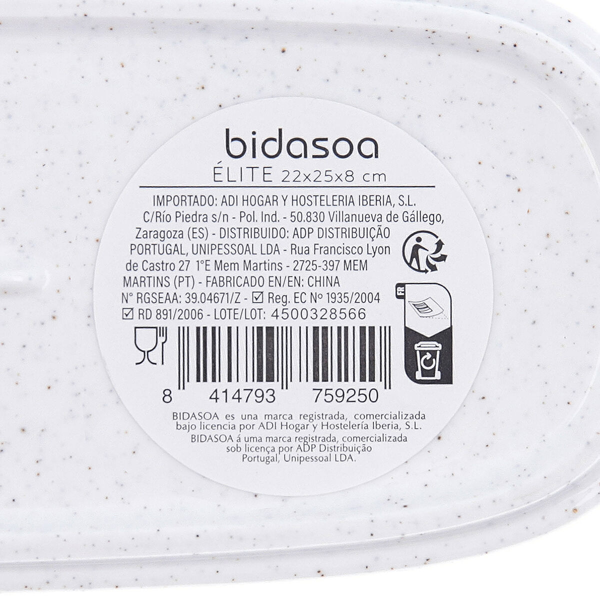 Snack tray Bidasoa Elite White 22 x 8 x 25 cm (8 Units)