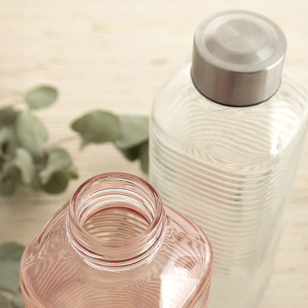 Water bottle Quid Velvet Pink Glass 1 L (12 Units)
