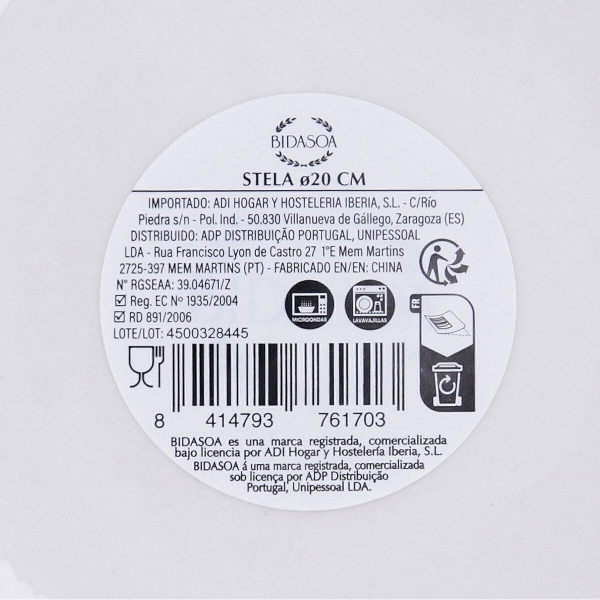 Deep Plate Bidasoa Stela White Ceramic  20 cm (12 Units)