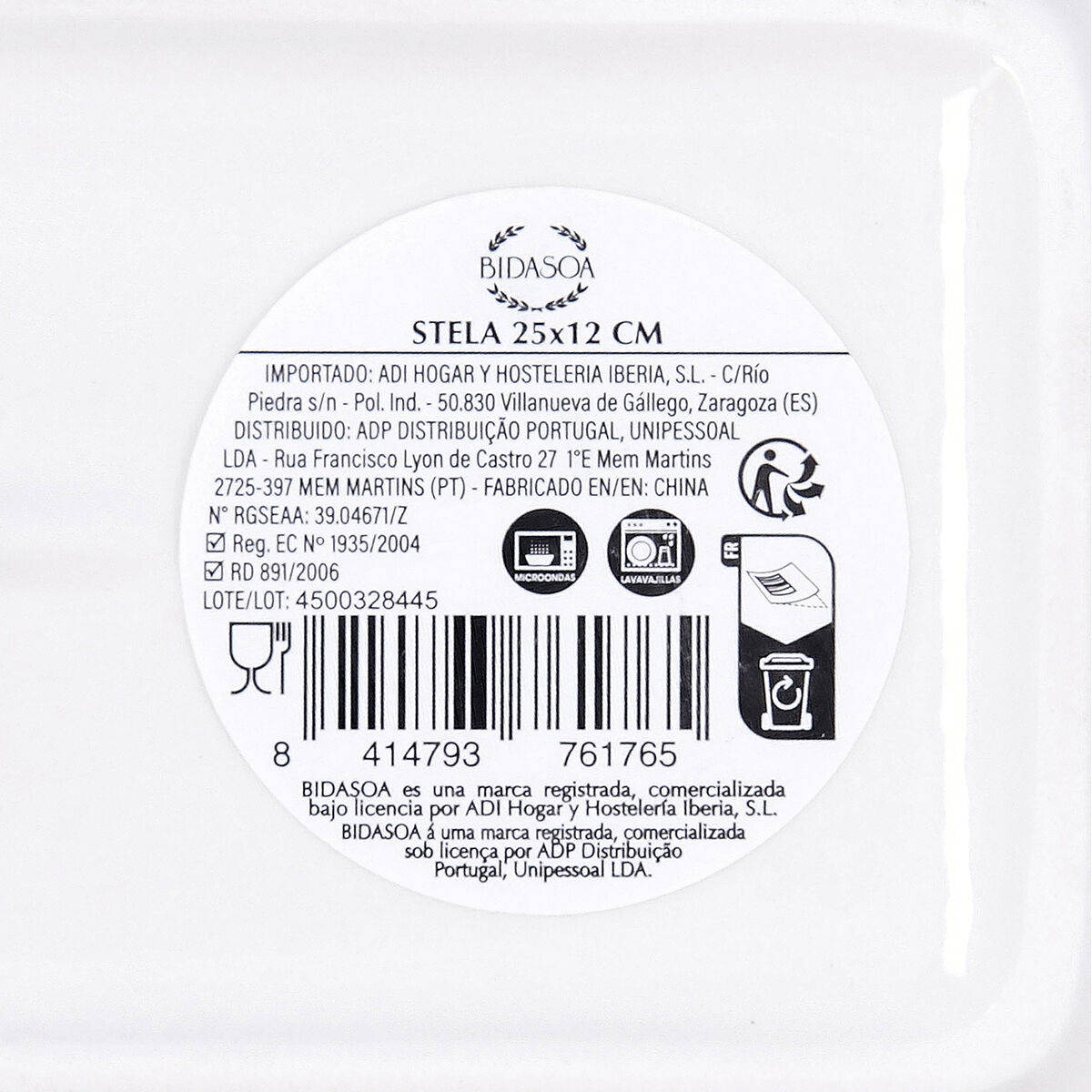Snack tray Bidasoa Stela White 25 x 12 cm (6 Units)