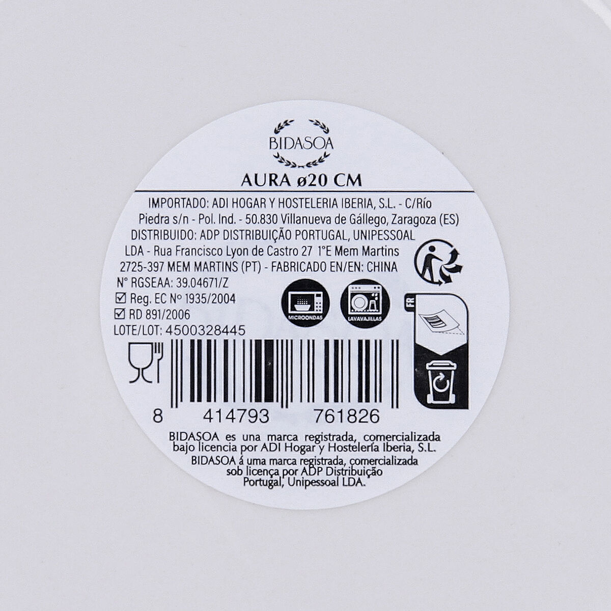 Deep Plate Bidasoa Aura White Ceramic  20 cm (12 Units)