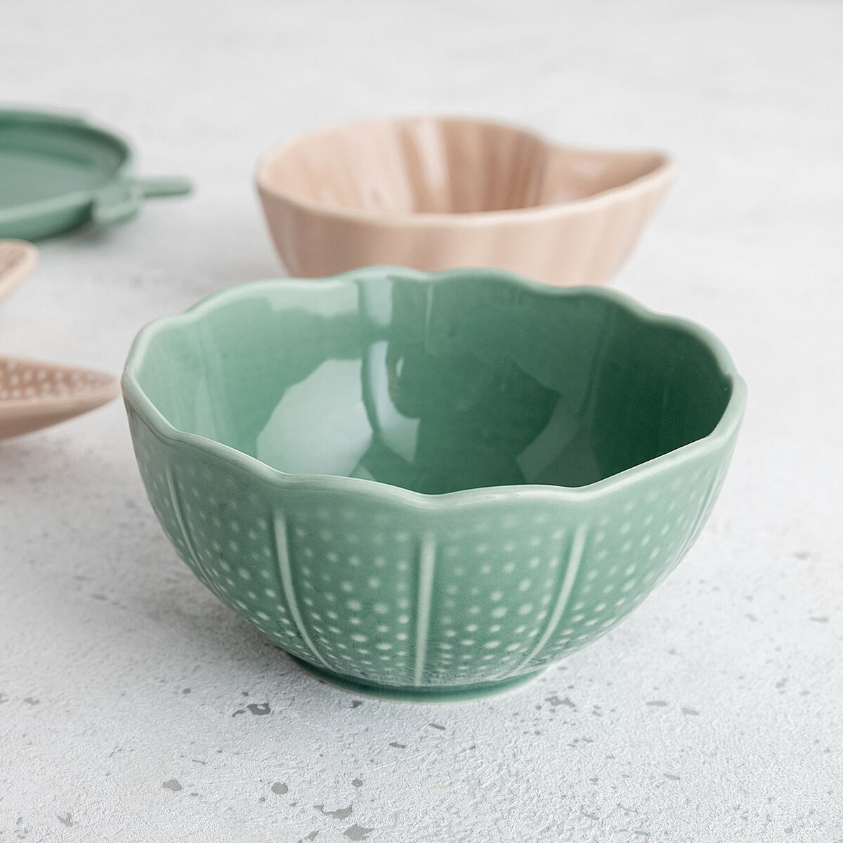 Snack Bowl Bidasoa Aura Stela Green Ceramic 12 x 12 x 5 cm (6 Units)