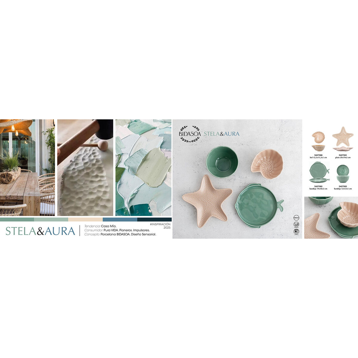 Snack Bowl Bidasoa Aura Stela Green Ceramic 12 x 12 x 5 cm (6 Units)