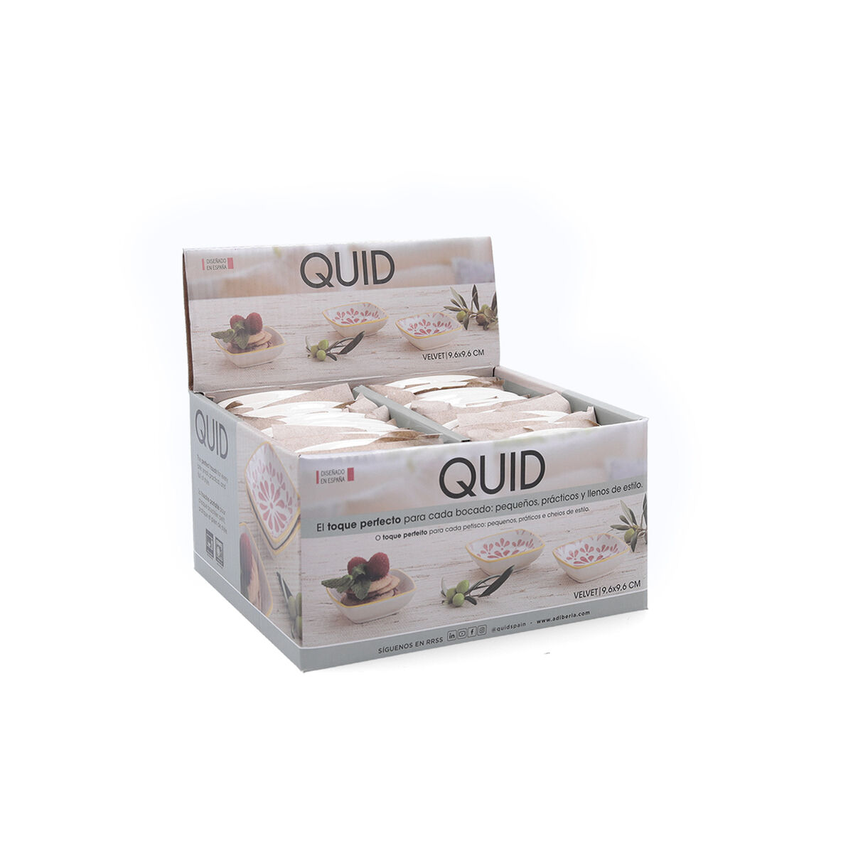 Plate Quid Velvet Pink Ceramic 9,6 x 9,6 cm (24 Units)