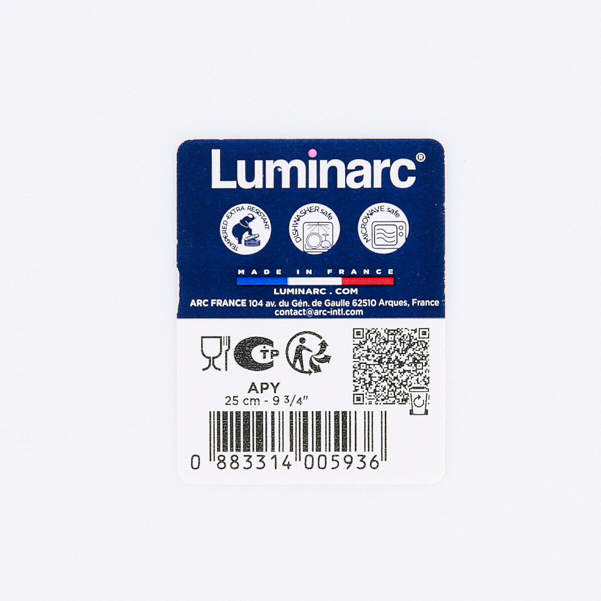 Flat Plate Luminarc Apy White Glass  25 cm (12 Units)