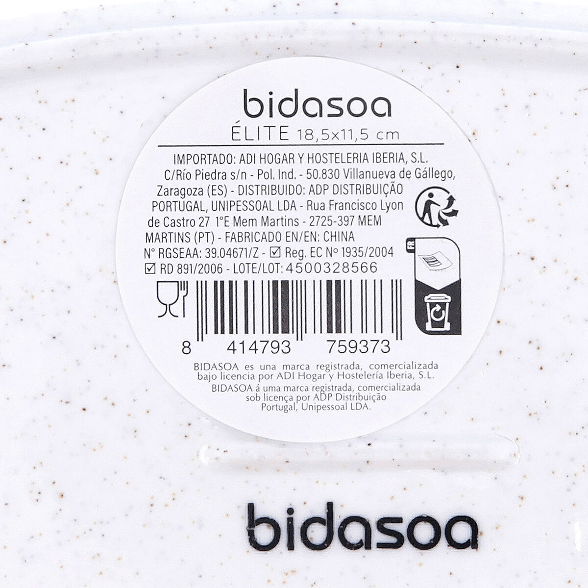 Snack tray Bidasoa Elite White 18,5 x 11,5 cm (8 Units)