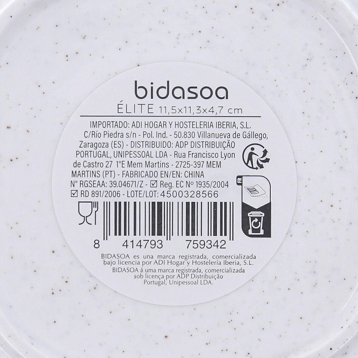 Snack Bowl Bidasoa Elite White Ceramic 11,5 x 11,3 x 4,7 cm (8 Units)