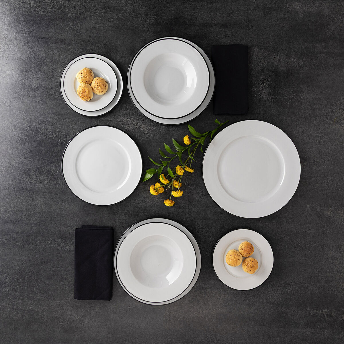 Flat Plate Bidasoa Glacial Filo White Ceramic  25 cm (24 Units)