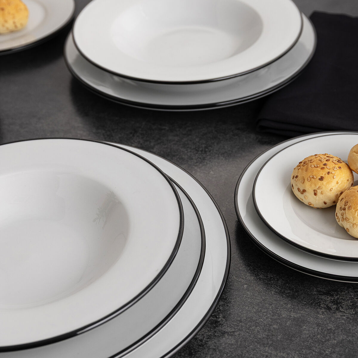 Flat Plate Bidasoa Glacial Filo White Ceramic  25 cm (24 Units)