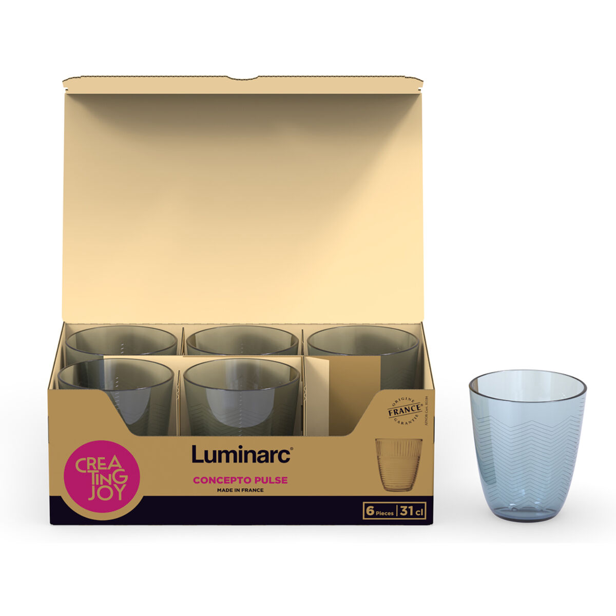 Glass for water Luminarc Concepto Blue Glass 310 ml (6 Units)