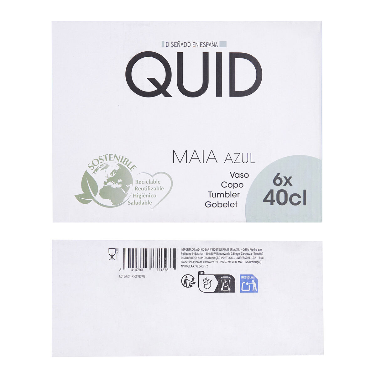 Glass Quid Maia Blue Glass 400 ml (6 Units)