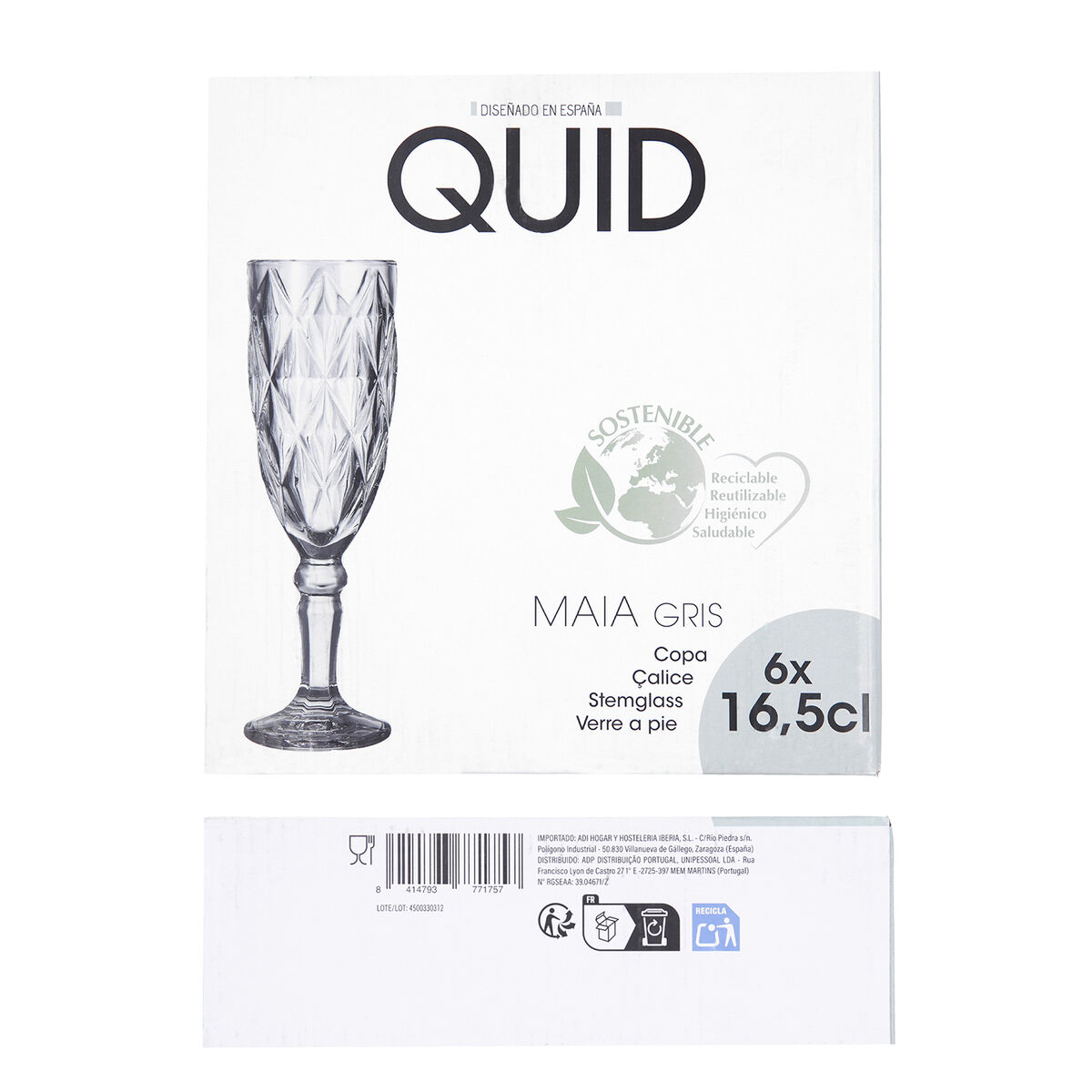 Champagne glass Quid Maia Blue Glass 165 ml (6 Units)