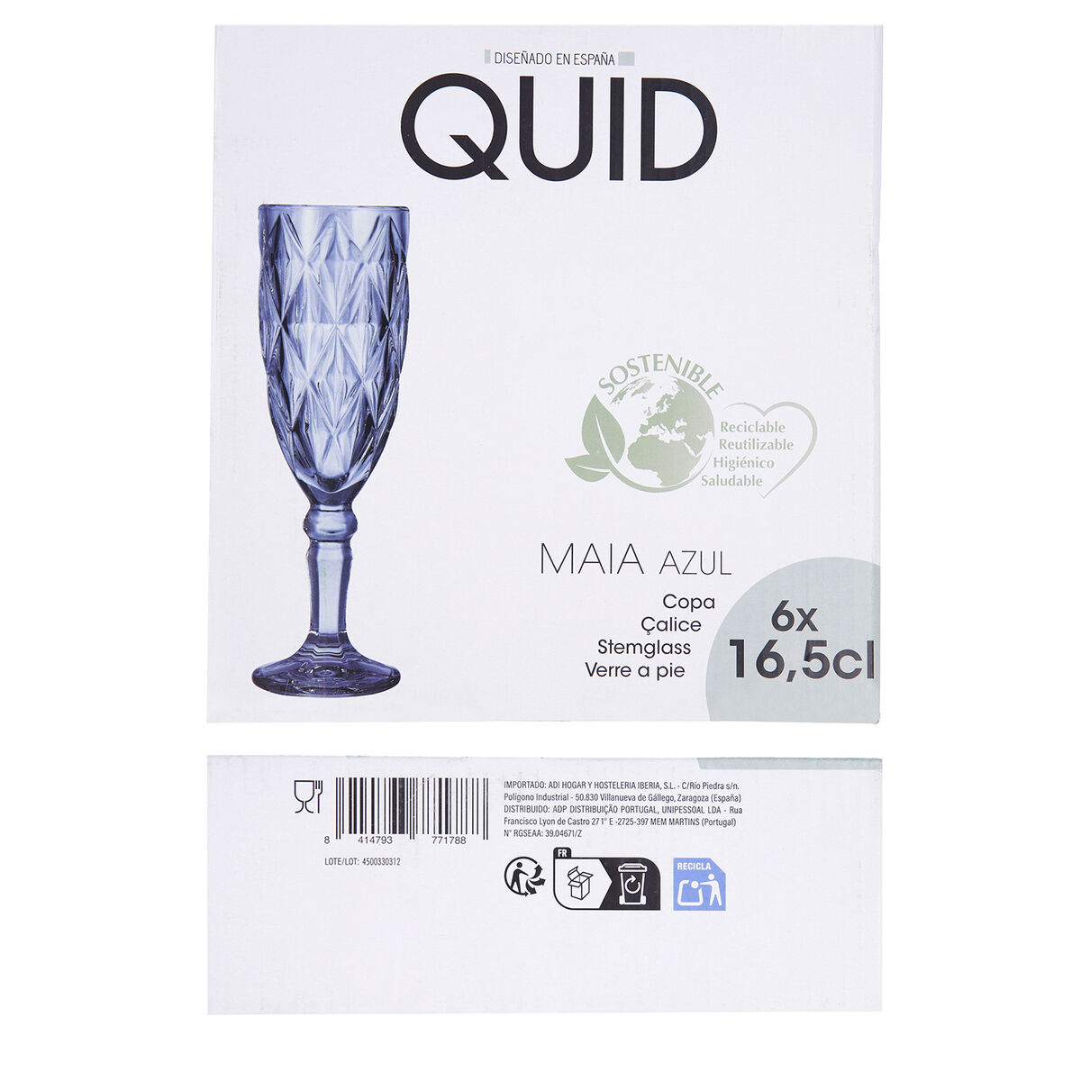 Champagne glass Quid Maia Blue Glass 165 ml (6 Units)