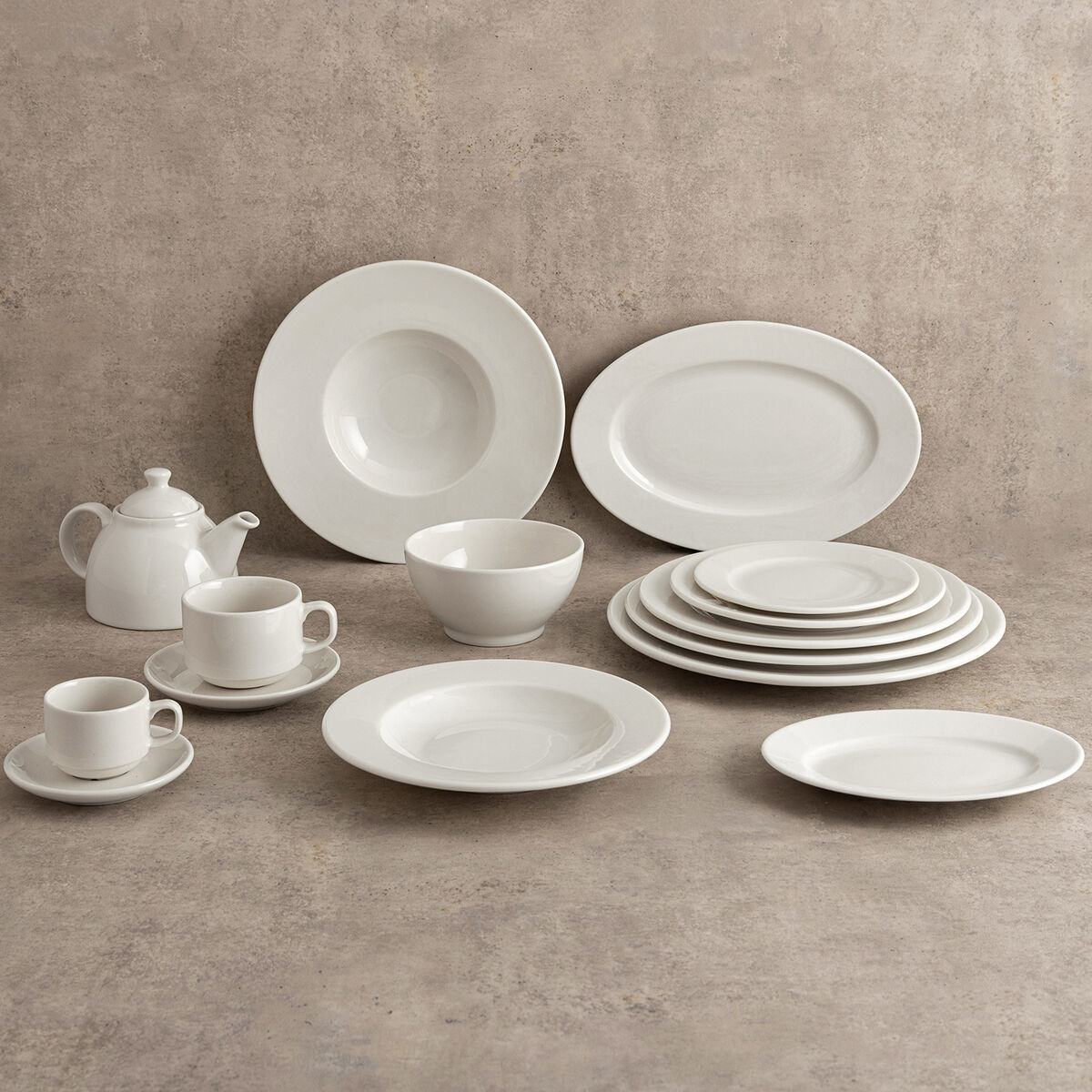 Flat Plate Bidasoa Serenity Hydrozero White Ceramic  30 cm (6 Units)