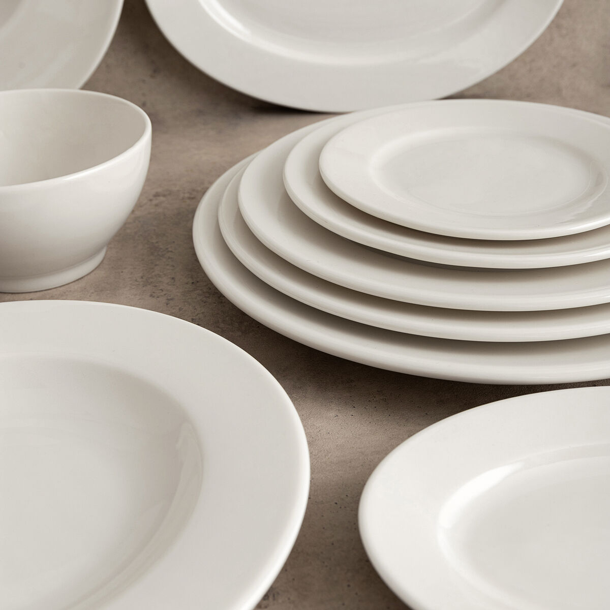 Flat Plate Bidasoa Serenity Hydrozero White Ceramic  30 cm (6 Units)
