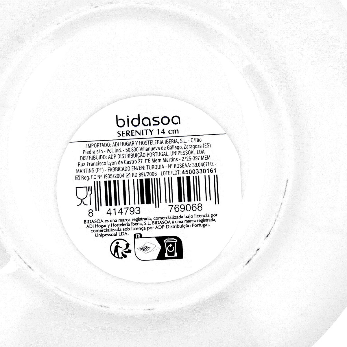 Plate Bidasoa Serenity Hydrozero White Ceramic  15 cm Coffee (6 Units)