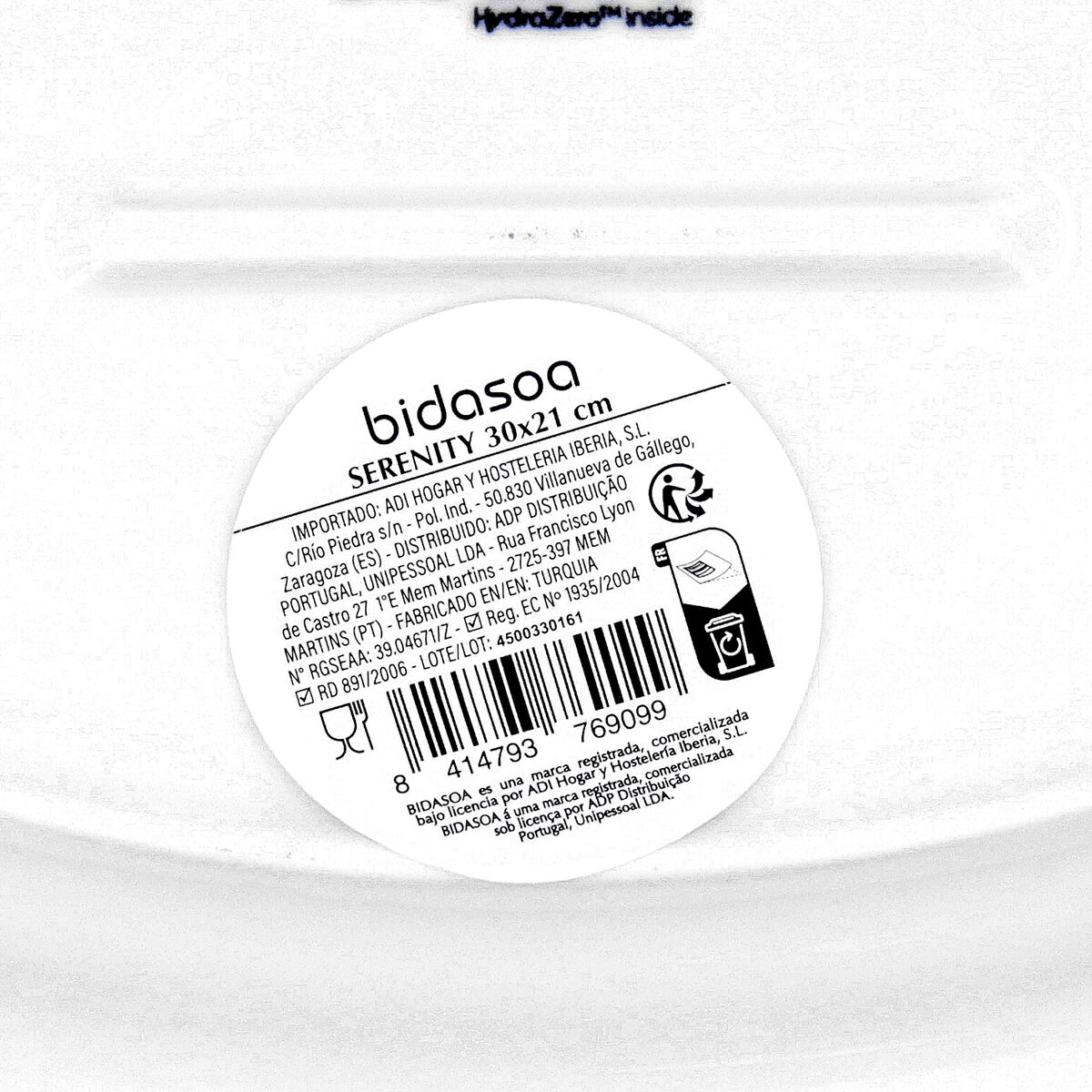 Snack tray Bidasoa Serenity Hydrozero White  30 cm (6 Units)