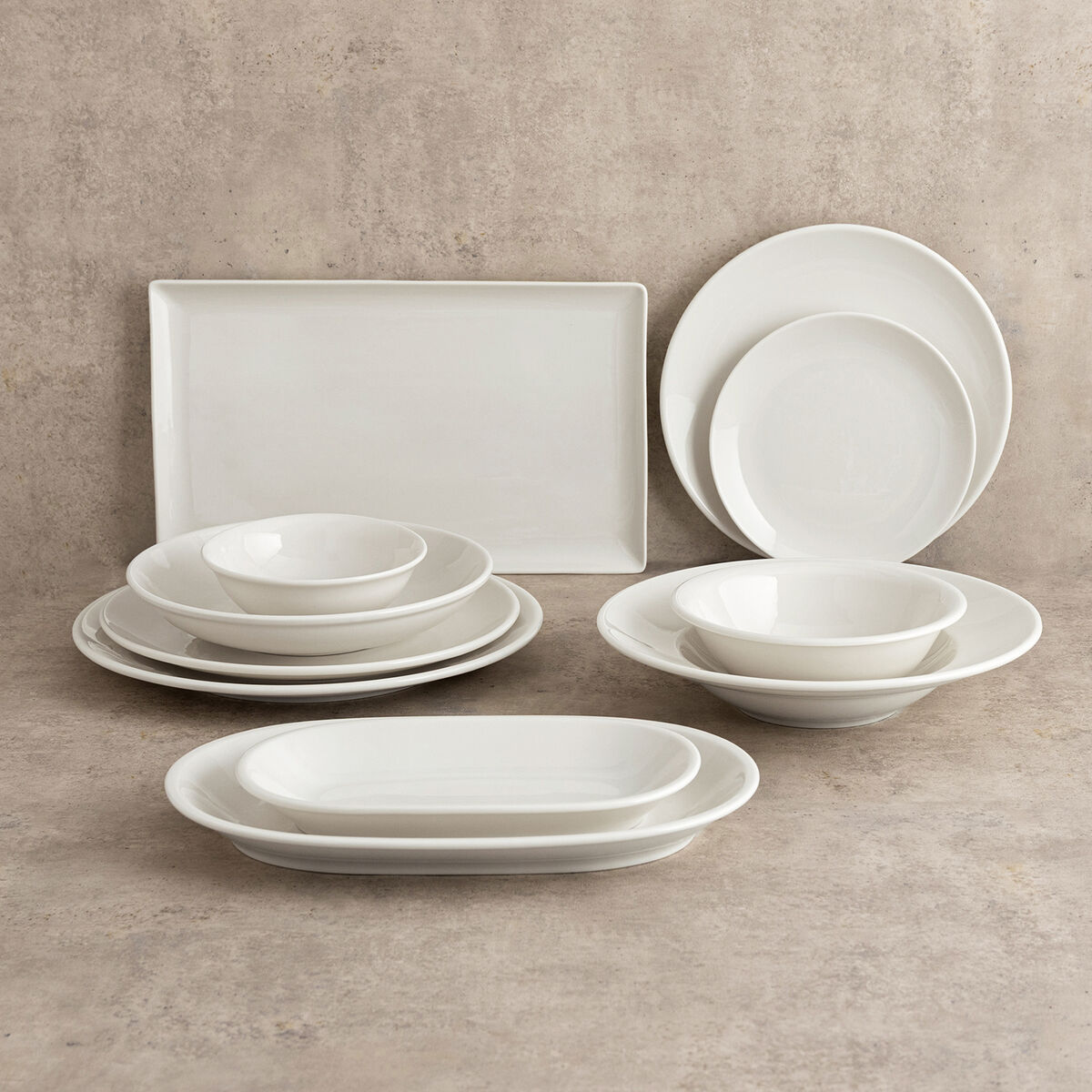 Flat Plate Bidasoa Harmony Hydrozero White Ceramic  30 cm (6 Units)