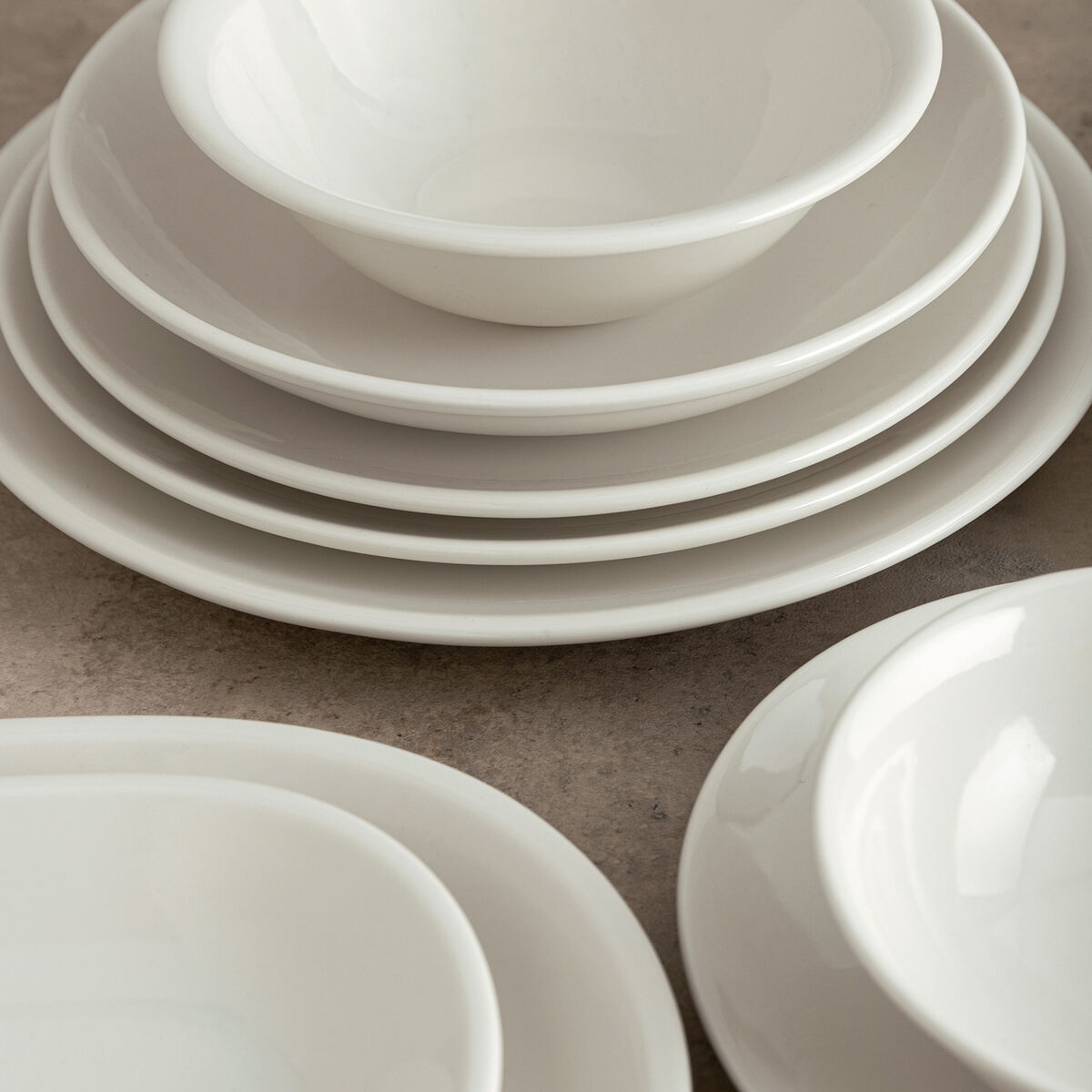 Flat Plate Bidasoa Harmony Hydrozero White Ceramic  15 cm (6 Units)