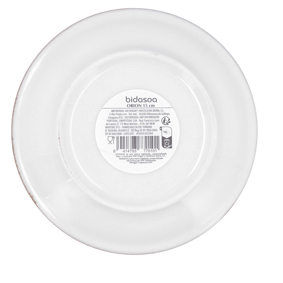 Plate Bidasoa Orion Hydrozero White Ceramic  15 cm Bread (6 Units)