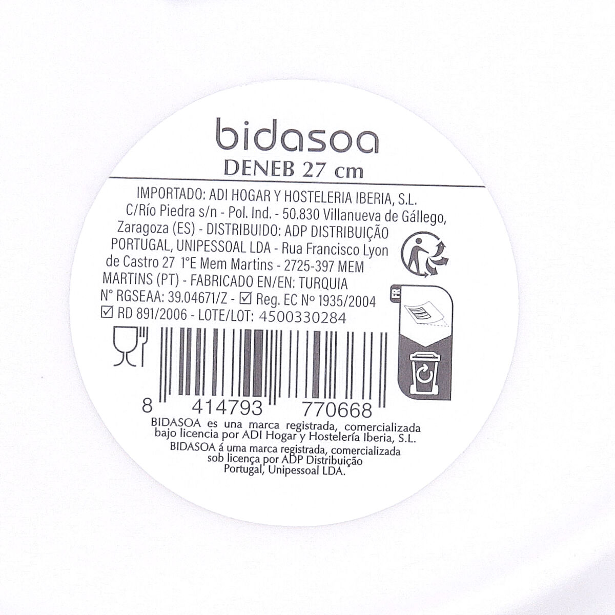 Flat Plate Bidasoa Deneb Hydrozero Brown Ceramic  27 cm (6 Units)