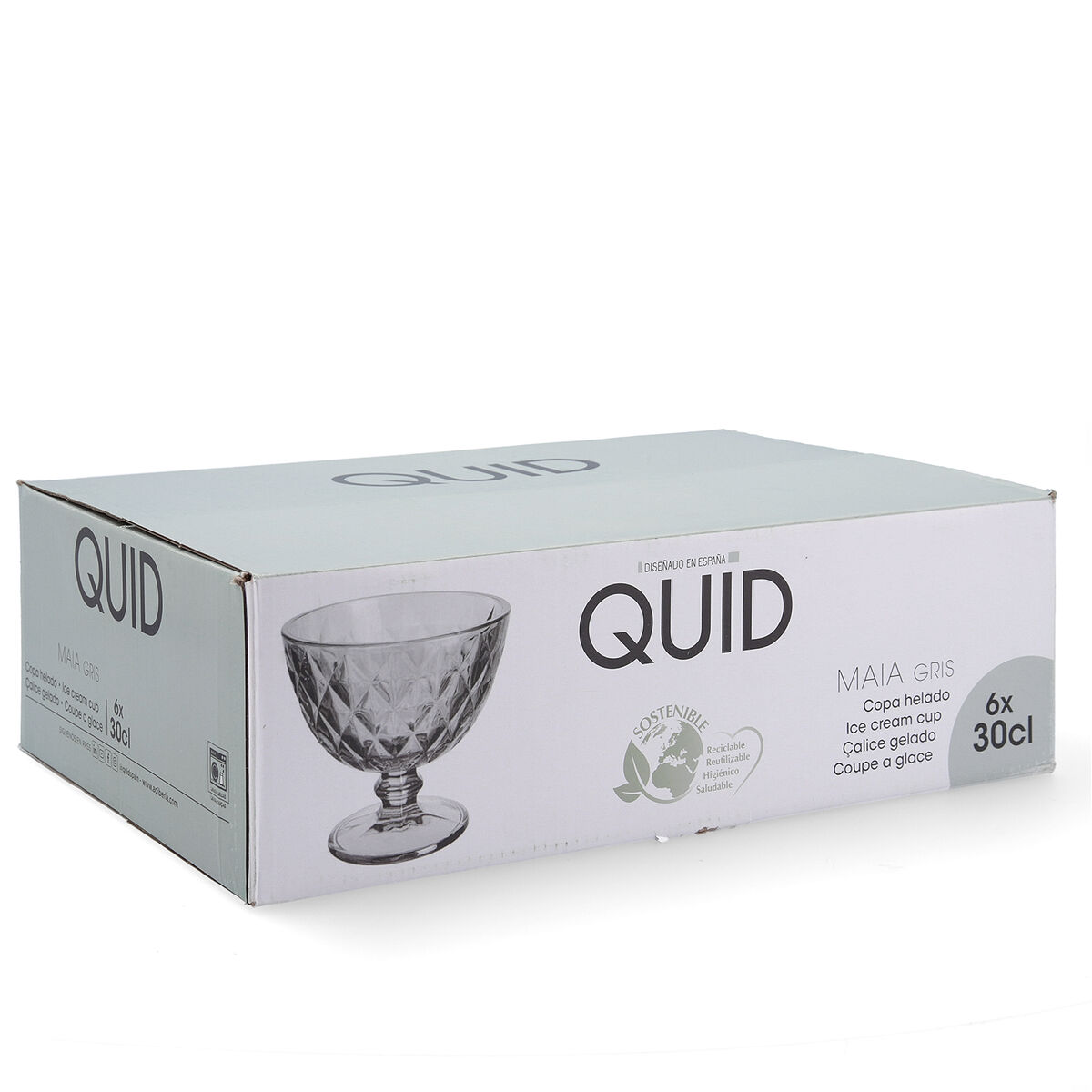 Ice Cream and Milk Shake Glass Quid Maia Grey Glass 300 ml (6 Units)